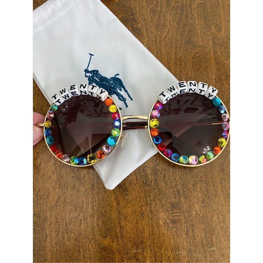 Twenty Twenty Rhinestone Gold Sunglasses UV400